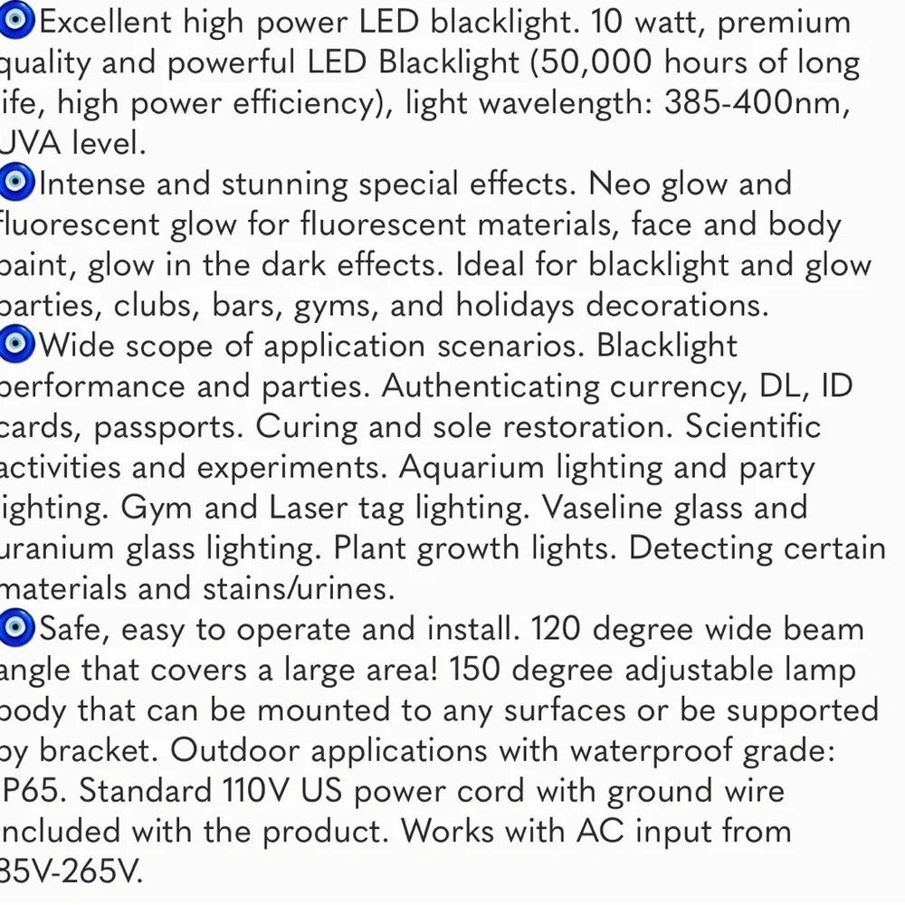 UV LED Black Light, High Power 10W LED Black Light Flood Light IP65-Waterproof